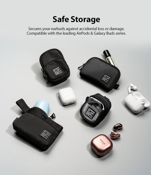 Ringke Mini Pouch Block, Waterproof Mini Bag for Universal Wireless Ear Buds, Compatible with AirPods Pro