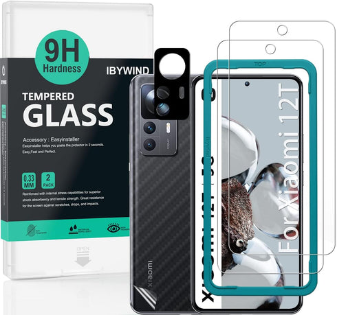 Ibywind 2 Pack Screen Protector for Xiaomi 12T 5G 6.67", 9H Hardness Tempered Glass, Anti-Scratch