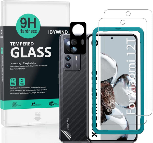 Ibywind 2 Pack Screen Protector for Xiaomi 12T 5G 6.67", 9H Hardness Tempered Glass, Anti-Scratch