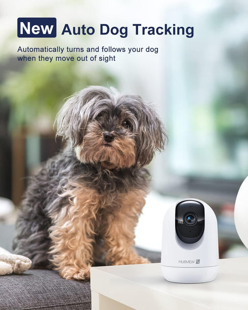 MUBVIEW Cameras for Home Security, 2.4G WiFi 2K Indoor Wired Baby/Pet Camera with Night Vision, 24/7 Record, 2-Way Audio