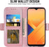 Asuwish Phone Case for Wiko Voix U616AT Wallet Cover with Tempered Glass Screen Protector and Leather Flip Credit Card Holder Stand Flower Folio Purse Lanyard Cell Accessories 5G Women Men Rose Gold