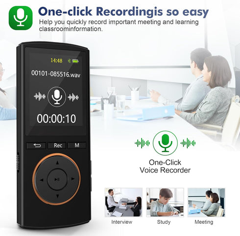 MP3 Player, Safuciiv 32GB with Bluetooth 5.2, Lossless Music HiFi Sound Quality, FM Radio, Earphones Included