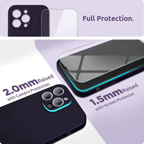 SURPHY iPhone 13 Pro Max Case with Screen Protector, Liquid Silicone Phone Case 6.7 inch 2021, Camera Protection + Soft