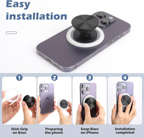 Frosted Magnetic Base for PopSocket Phone Grips Holder, Removable Stand for iPhone 15/14/13/12 Compatible