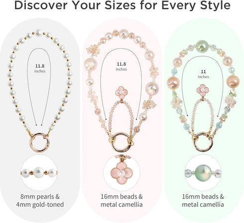 POSADINA Phone Charm for Women, Anti-Theft Phone Wrist Strap Hands-Free & Beaded Chain, Detachable Cell Phone Lanyard