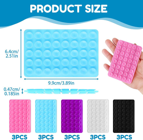 OMASUNB 15PC 40 Suction Phone Grip, Multifunctional Double - Sided Silicone Sticky Phone Mounts, Bead Hands Free Holder