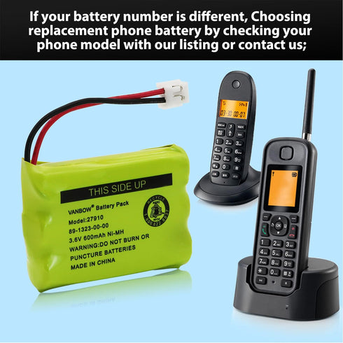 27910 Cordless Phone Battery for Motorola SD-7501, MD7161, AT&T, Ni-MH 3.6V (Pack of 2)