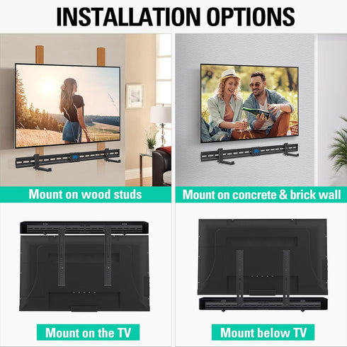 Mounting Dream Soundbar Mount, Sound Bar TV Bracket with Holes/Without Holes, Extends 3.4" to 6.1", Up to 20 LBS