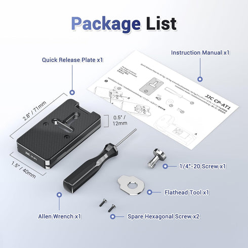 JJC Quick Release Plate for AirTag - Camera Tripod Mount Adapter QR Plate with 1/4" Screw, Compatible with