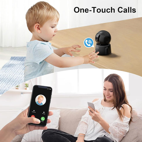 GOLSPARK 2K Indoor Security Camera for Home, 360 Pet Camera with Night Vision, Motion Tracking, Two-Way Audio, Black