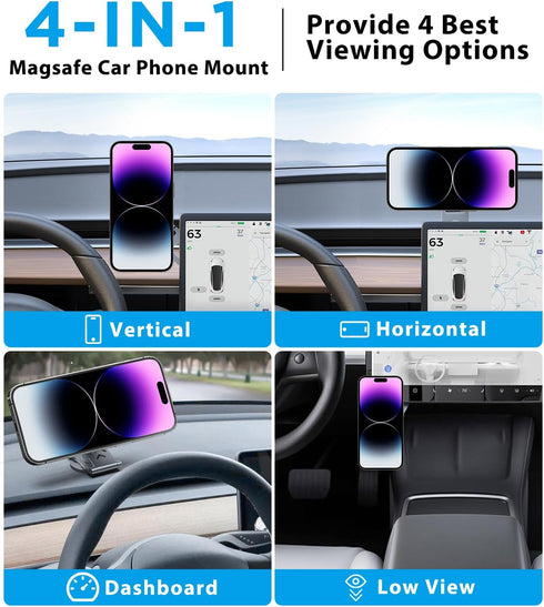 Nycetek Tesla Phone Mount Holder for MagSafe, Super Suction Power Dashboard Magnetic iPhone Car Mount