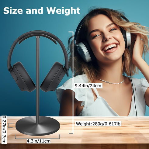 Headphone Holder Stand for Desk, Gaming Headset Stand with Heavy Base, Modern Black Gaming Desk Accessories