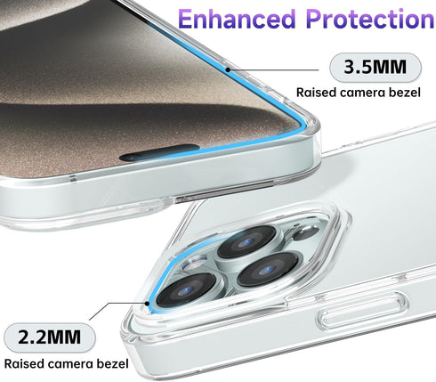 oakxco Transparent Hybrid Hard Shell Plastic & Soft Silicone Rubber Bumper Case for iPhone 15 Pro Max, Lightweight