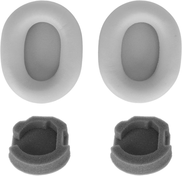 WH 1000XM5 Ear Cushions Replacement - Protein Leather, Cotton Pads, Noise Insulation Memory Foam, Platinum Silver.