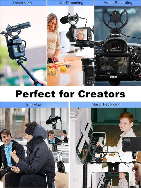 SYNCO M2S Video Microphone, Mini Cardioid Directional On-Camera Mic for DSLR Camera and Smartphone with 3.5mm