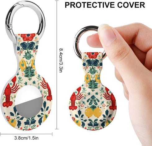 Generic Vintage Lobster Floral Case Compatible with Airtag Holder Keyrings Keychains for Keys Luggage Bags