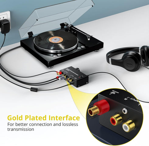 PROZOR Pre Amplifier for Turntable, Audiophile M/M Phono Preamp with Level Volume Controls and Power Adapter