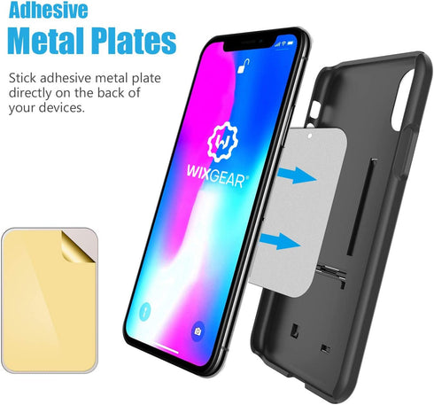 WixGear Mount Metal Plate with Adhesive for Magnetic Cradle-Less Mount - X4 Pack (Silver)