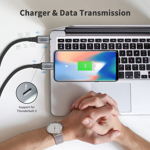 40Gbps 1.6FT/50cm, 100W 8K@60Hz 15, Duttek Short USB C to USB C Cable, Supports PD, Video, Nylon Braided, for iPhone