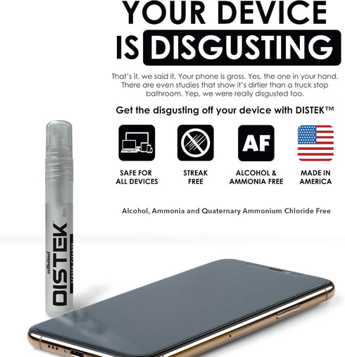 cellhelmet DISTEK Screen and Phone Cleaner Kit Universal for iPhone, Galaxy, iPad, Eyeglasses, Optics, LCD, TV - 8mL
