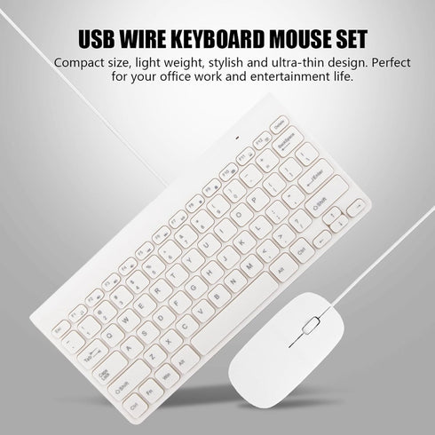USB Wired Keyboard & Mouse Combo - Ultra-Thin Mini USB Mouse and Keyboard Combo (White)