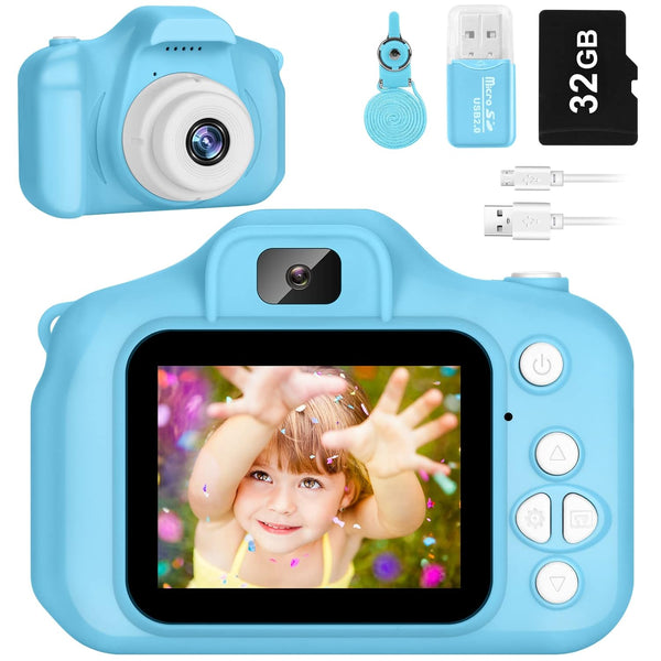 Kids Camera for Boys and Girls, SINEAU Digital Camera Toy Gift with 32GB SD Card, 1080P Video Recorder, Blue