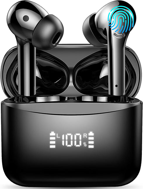 Wireless Earbuds Bluetooth 5.3, HiFi Stereo with ENC Noise Reduction Mic, IPX7 Waterproof for Sports and Smart Devices