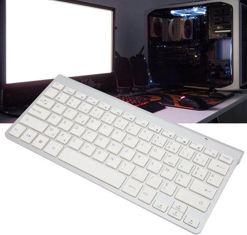 ASHATA Wireless USB-C Keyboard, 2.4g Portable Bilingual Keyboard (French-English) for Desktop and Laptop