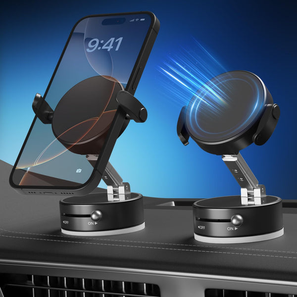 TREEFIA Upgraded 360 Adjustable Vacuum Magnetic Phone Holder, Vacuum Suction Magnetic Phone Mount