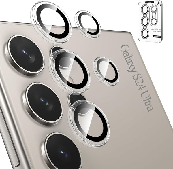 Tensea 3+2PCS Camera Lens Protector for Samsung Galaxy S24 Ultra 5G, 9H Tempered Glass, Metal Ring, Case Friendly, 2024.