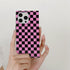 Rectangle Pink Checkered Phone Case for iPhone 15 Pro (6.1in) Cute Checkerboard Checker Flag Print Glossy Slim Trendy Rectangled Edge Strong Shockproof Cover for iPhone 15pro 6.1"