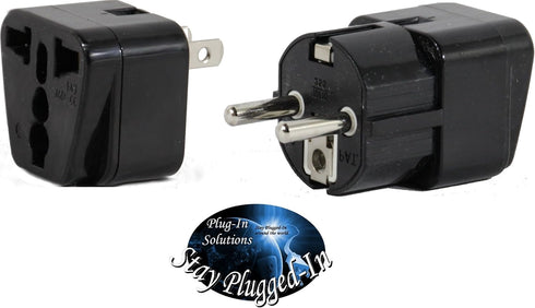 Peru Travel Adapter Plug - USA/Universal to South America Type A & E (C/F) AC Power Plugs, Pack of 2
