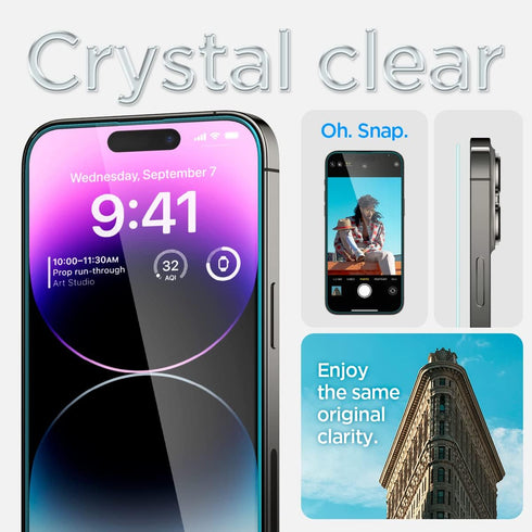 Spigen GlasTR EZ FIT Tempered Glass Screen Protector for iPhone 14 Pro Max - Case Friendly, Sensor Protection, 2 Pack