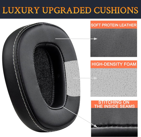 SOULWIT Replacement Earpads for Skullcandy Crusher 1.0 Over Ear Headphones - Black Noise Isolation Foam Cushions.