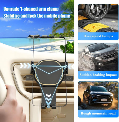 SWPHRT 360 Car Phone Holder, Rotatable Stable Vehicle Air Vent Mobile Phone Mount with Hook Clip, Hands-Free Automotive