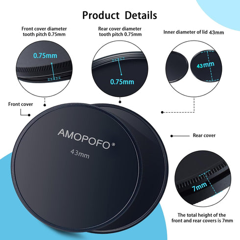 43mm Metal Lens Cap, Compatible with All 43mm Camera Thread Lenses and Accessories, CNC Machined