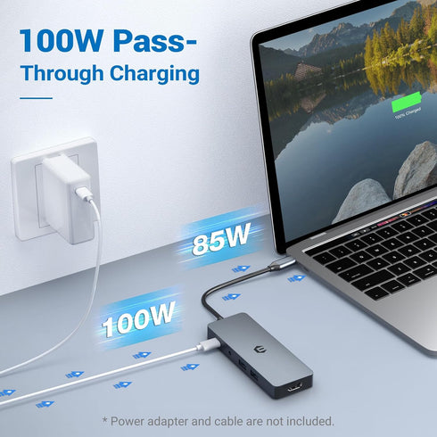 HOPDAY 10 1 4K 100W,USB 3.0 5Gbps,SD/TF USB C Hub - in Multiport USB C Adapter with HDMI, USB C Docking Station, PD