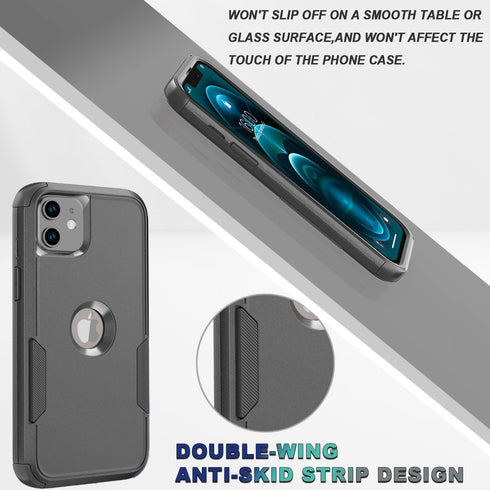 iPhone 12/iPhone 12 Pro Case (6.1in) - Black, 10FT Military Dropproof, Non-Slip Shockproof + 2 Tempered Glass
