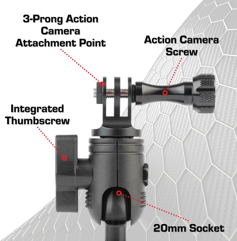 Dash Mount Camera Holder for GoPro, Attaches to 20mm Mounting Ball