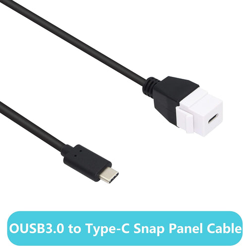 GELRHONR USB C Keystone Jack Cable, USB 3.1 Type C Male to Female Panel Mount Adapter, 0.2M, White, Compatible Devices