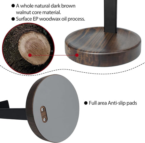 Headphone Stand for Desk, Wooden Headset Holder for Airpods Max and More