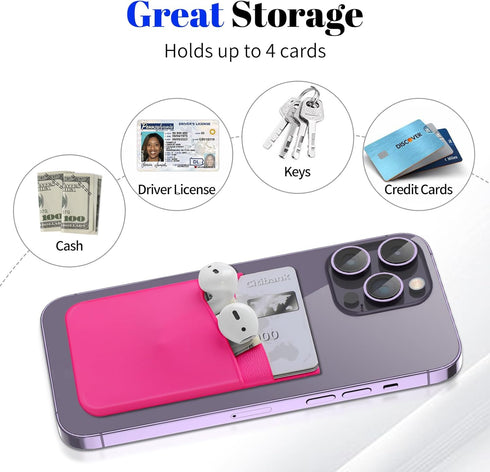 Senose Card Holder for Phone Case, Silicone Stick-on Wallet Sleeve for ID Credit Card, Compatible with All Smartphones
