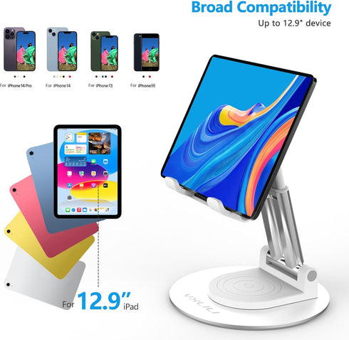 YXLILI 360 iPhone14/13/12/11 iPad(4-12.9 inch) Foldable Phone Stand Adjustable Angle Height Cell Phone Holder for Desk