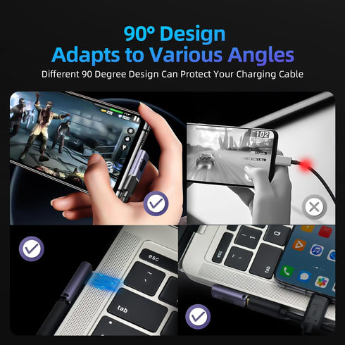 USB C Right Angle Adapter 100W PD, 40Gbps USB4 Type C Adapter, 90 Degree for iPad, MacBook, Tablet, Phone