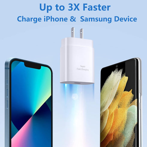 USB C Charger Block, Costyle 3 Pack 25W Super Fast Charger Type C for iPhone 15/14/13/12 Mini/11 Pro Max