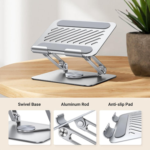 UGREEN 360 13 12 11 5 4 3 Tablet Stand Holder for Desk with Rotating Base Aluminum Dual Rod Support Adjustable Home