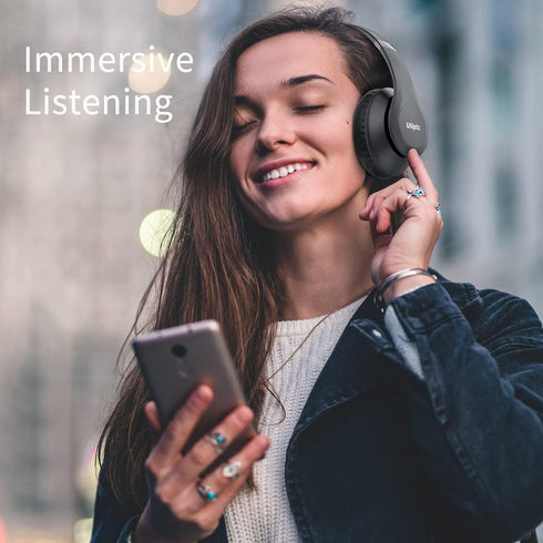 Uliptz Wireless Bluetooth Headphones, 65H Playtime, 6 EQ Sound Modes, HiFi Stereo Over Ear Headphones with Microphone,