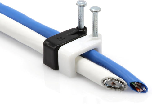 THE CIMPLE CO - Dual, Twin, or Siamese Coaxial Cable Clips, Cat6 Electrical Wire Clip, 1/2 in Nail Clip