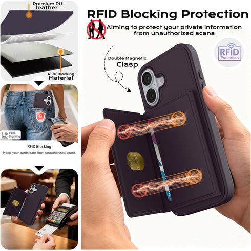 VelvotCovol 2 1 17 3 17, Compatible with Magsafe in Detachable iPhone Phone Case with Wallet, Women Men Credit Card