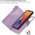 iCoverCase iPhone 13 Pro Wallet Phone Case, PU Leather Zipper Pocket Magnetic Detachable Flip Case with Wrist Strap
